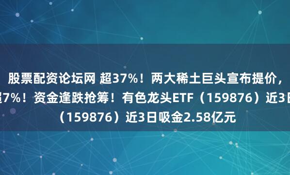 股票配资论坛网 超37%！两大稀土巨头宣布提价，北方稀土领涨超7%！资金逢跌抢筹！有色龙头ETF（159876）近3日吸金2.58亿元