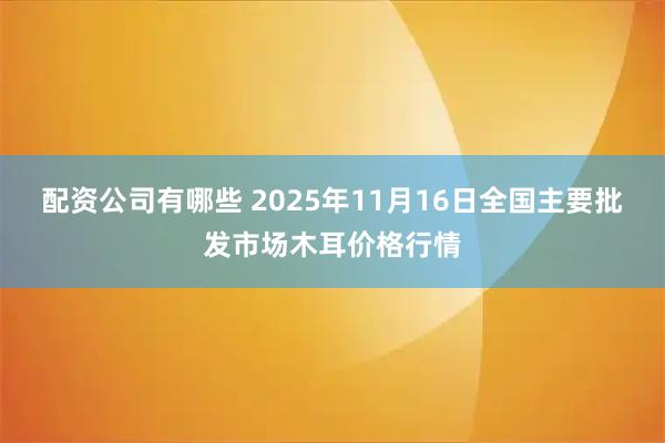 配资公司有哪些 2025年11月16日全国主要批发市场木耳价格行情